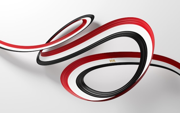 3d Bandiera dell'Egitto 3d Wave Ribbon Bandiera isolata su sfondo bianco 3d illustrazione