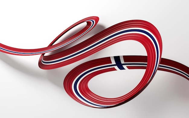 3d bandiera della Norvegia Paese 3d sventola bandiera del nastro isolato su sfondo bianco illustrazione 3D