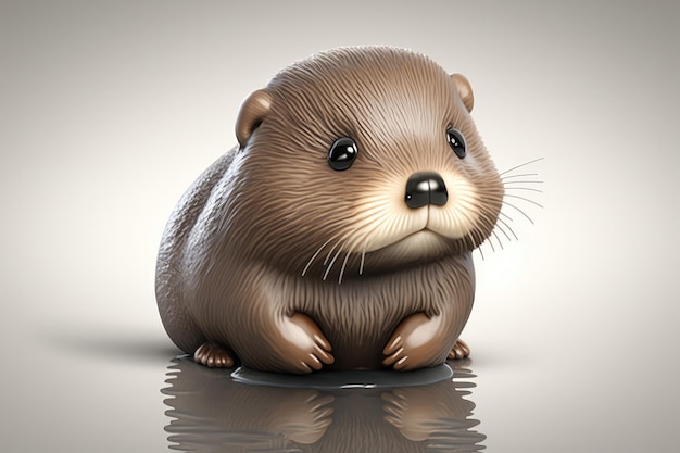 3D beaver carino sullo sfondo chiaro