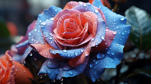 3d bella rosa waterdrops generativa ai