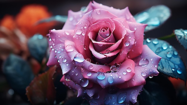 3d bella rosa waterdrops generativa ai