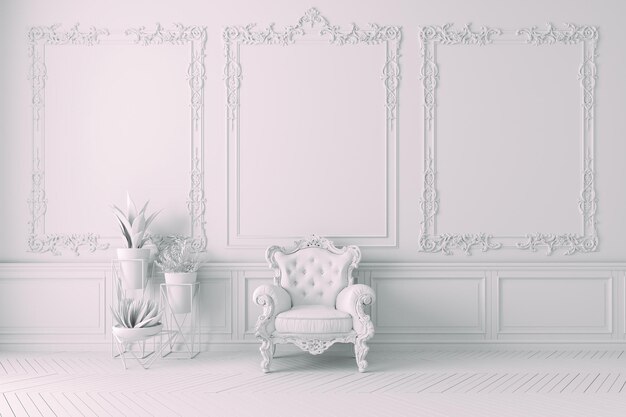 3d bellissimo interno vintage pulito con poltrona