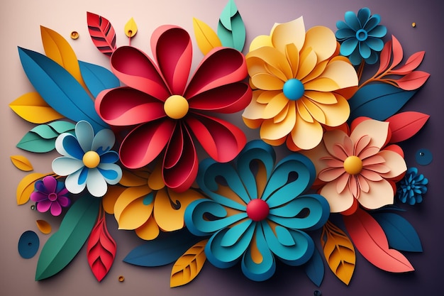 3d bouquet colorato floreale sfondo generativo ai
