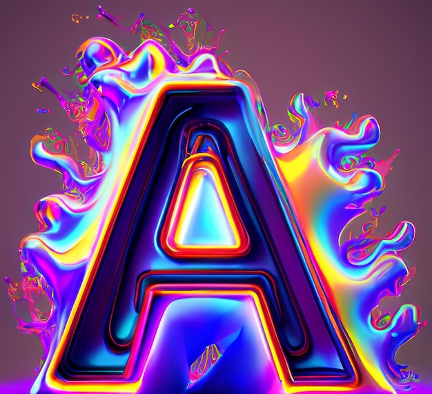 3d brillante bella alfabetico lettera moderna luce al neon con sfondo