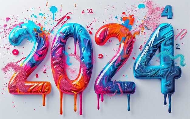 3D Buon anno nuovo 2024 Disegno di testo