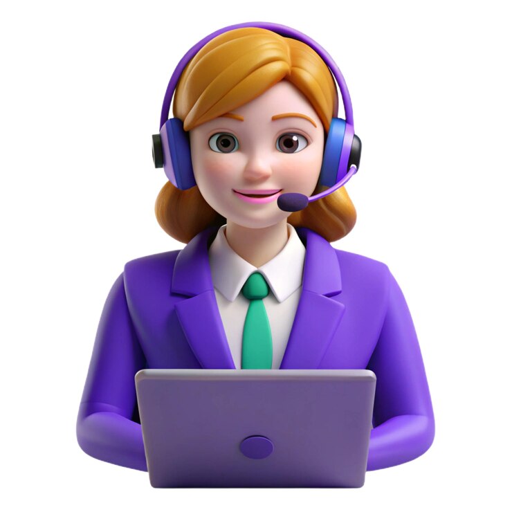3D Business woman in call center