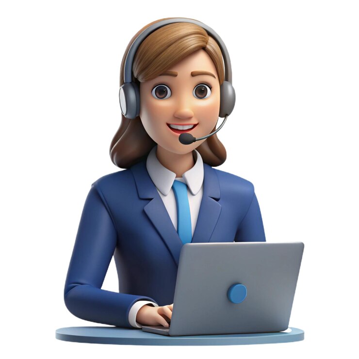 3D Business woman in call center