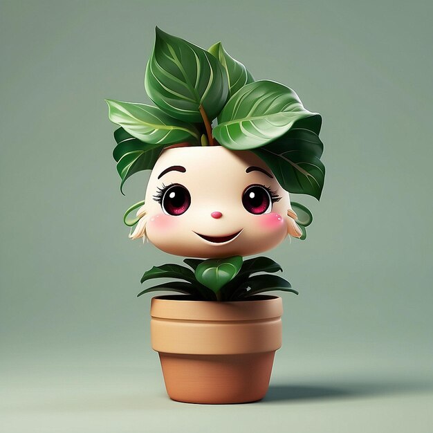 3d carino personaggio di pianta Calathea