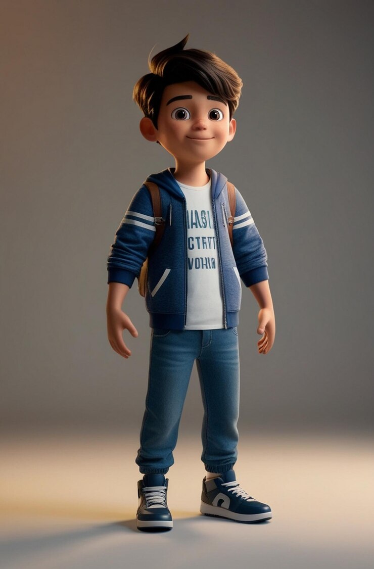 3d cartoon character a boy in casual clothing with stylish outfit