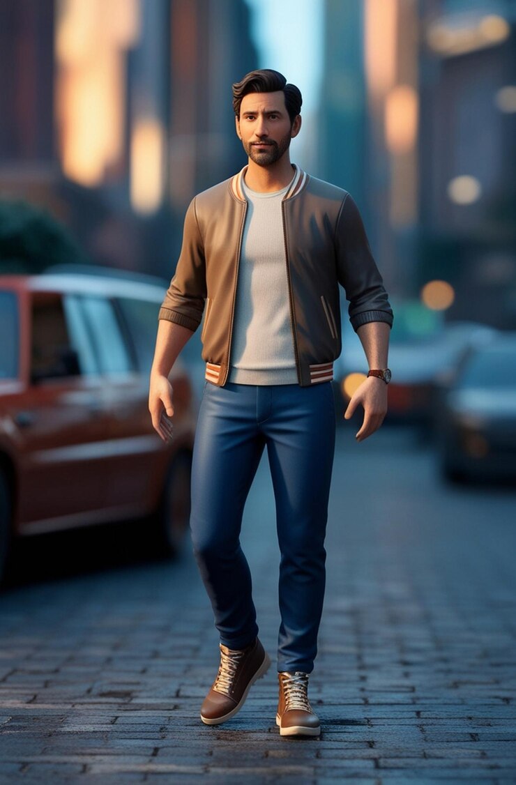 3d cartoon character a man in casual clothing with stylish outfit