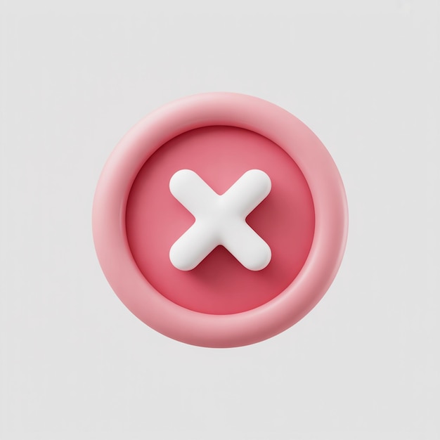 3D cartoon X mark button icon