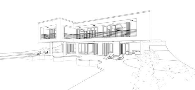 3d casa moderna, su sfondo bianco. illustrazione 3D.
