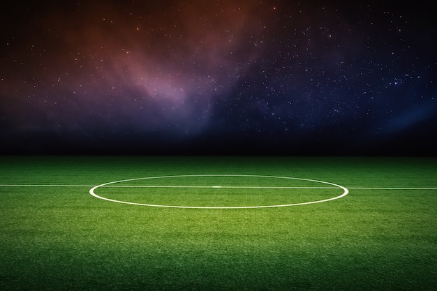 3d che rende il campo di calcio vuoto di notte