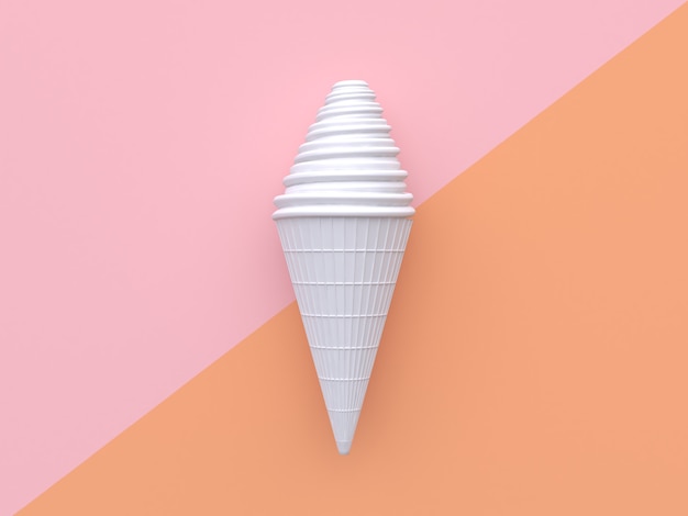 3d che rende il fondo bianco rosa arancione minimo astratto del gelato