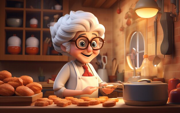 3D Chef personaggio nonna