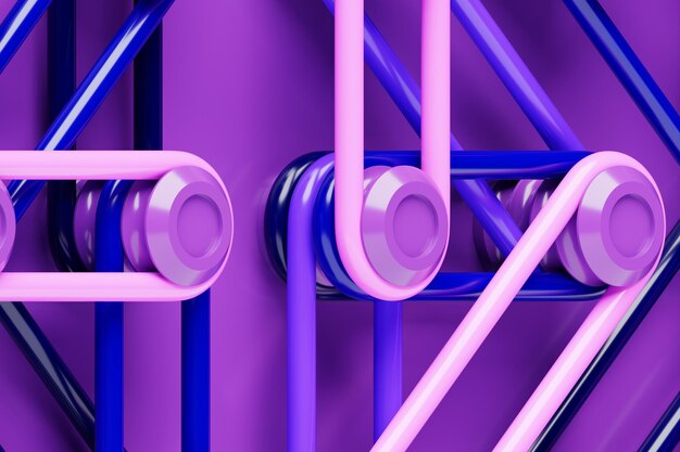 3d colorful abstract geometric shapes located on a purple background