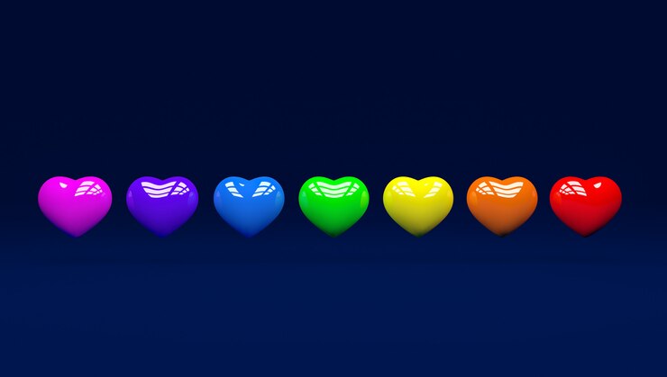 3d colorful hearts pride day with blue