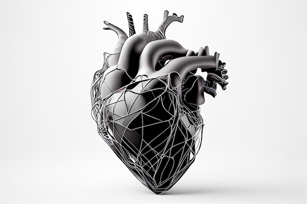 3d cuore nero su sfondo bianco IA generativa IA generativa