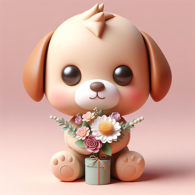 3D Cute and Adorable Dog Pastel Color Design per sfondi e illustrazioni di design