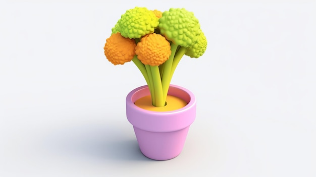 3d cute broccoli pixar semplice sfondo bianco Generativo ai