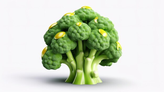 3d cute broccoli pixar semplice sfondo bianco Generativo ai