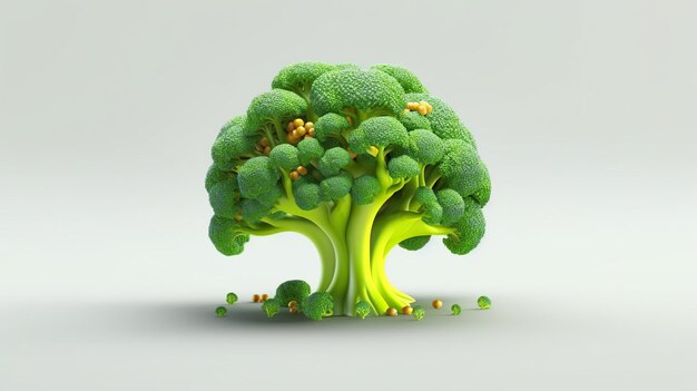 3d cute broccoli pixar semplice sfondo bianco Generativo ai