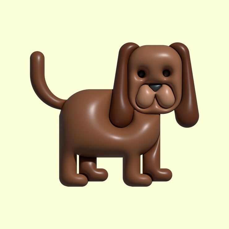 3D Cute Brown Puppy with Light Background