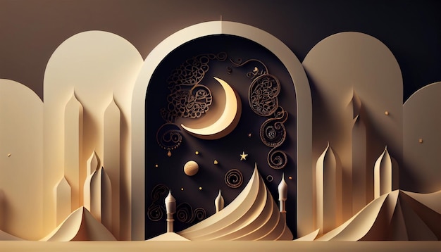 3D Eid Mubarak Design Banner per festività di banner islamici come eid al adha fitr ramadhan ecc