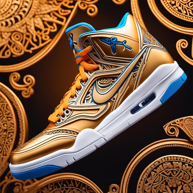 3d fisico nike air jordans ispirato da incas ornamento dettagli intricati sfondo è incas