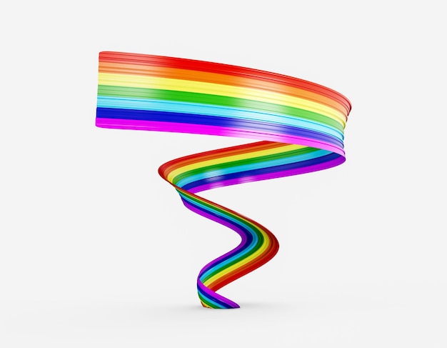 3d Flag Of Rainbow 3d Waving Flag Ribbon Isolato su sfondo bianco 3d Illustrazione