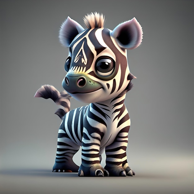 3d foto mini zebra in stile pixar