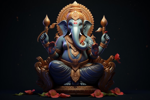 3D Ganesha su sfondo scuro