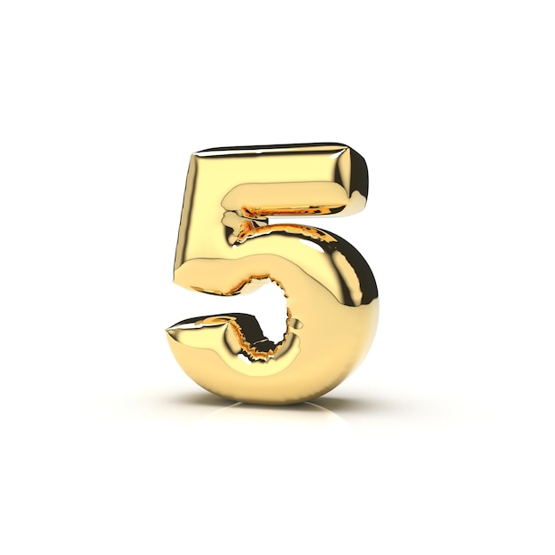 3D gonfiato d'oro numero cinque