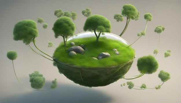 3D grass liver planet cocept