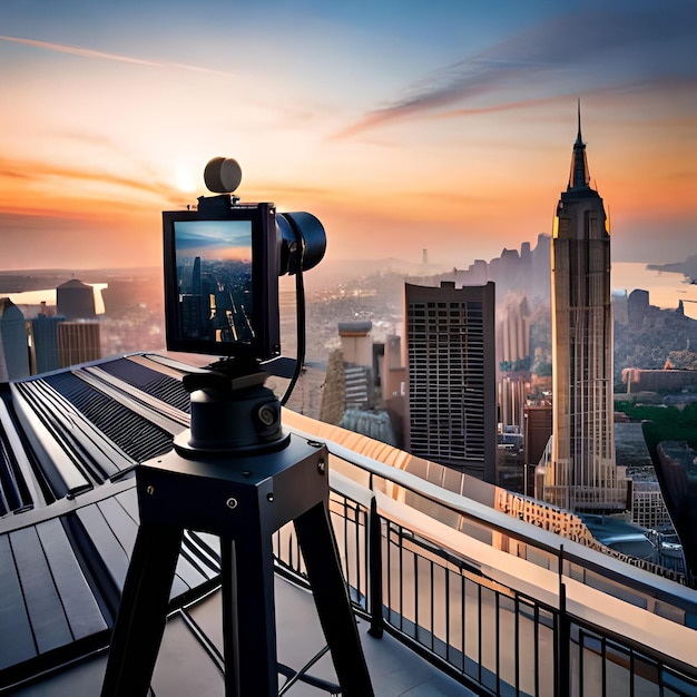 3d ha reso l'illustrazione di una macchina fotografica di stile al neon