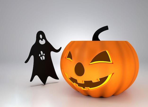 3D halloween zucca e ghoston