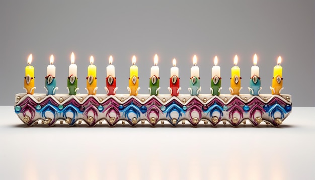 3d hanukkah menorah ricamo multicolore