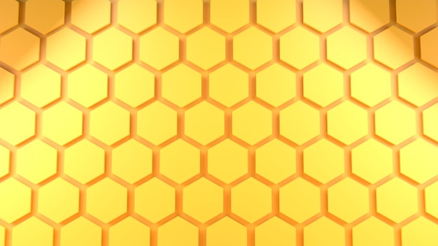 3d honeycomb abstract yellow background