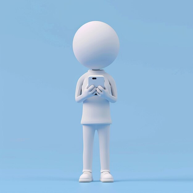 3D human character holding a Smart Phone