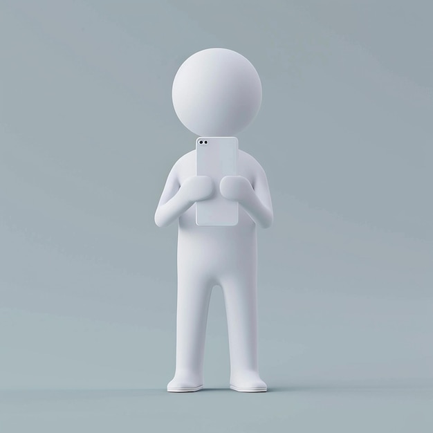 3D human character holding a Smart Phone