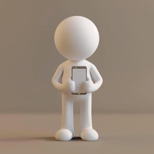 3D human character holding a Smart Phone