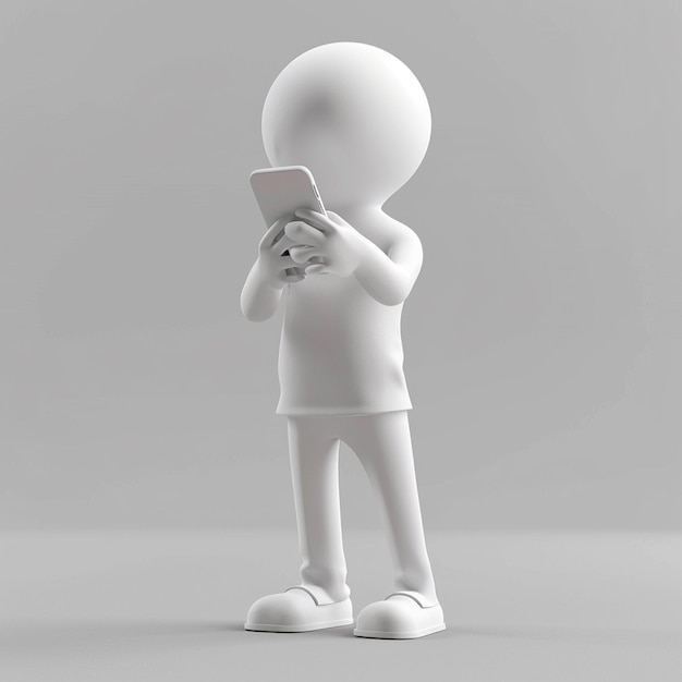 3D human character holding a Smart Phone