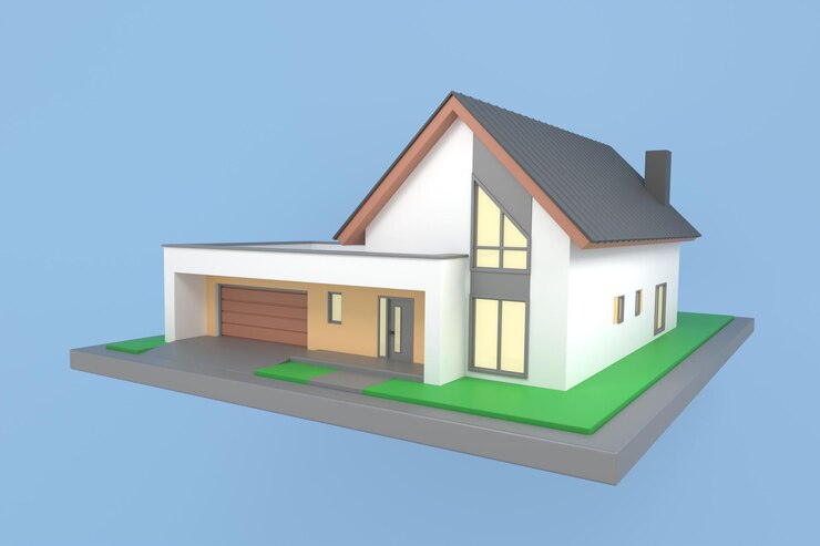 Photo 3d icon of modern houses real estate construction rent sale security residential mortgages