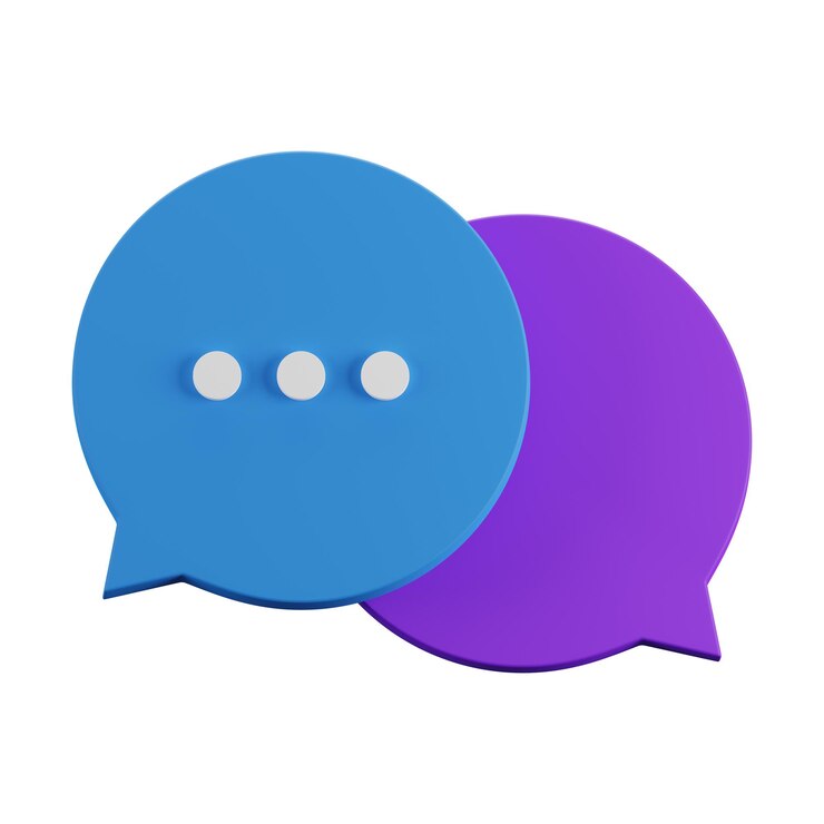 3d icona chat bolla blu e viola isolata su sfondo bianco illustrazione di rendering 3d