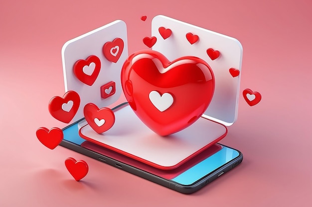 3D icona del cuore emoji come l'amore elemento sociale render media bolla vettoriale