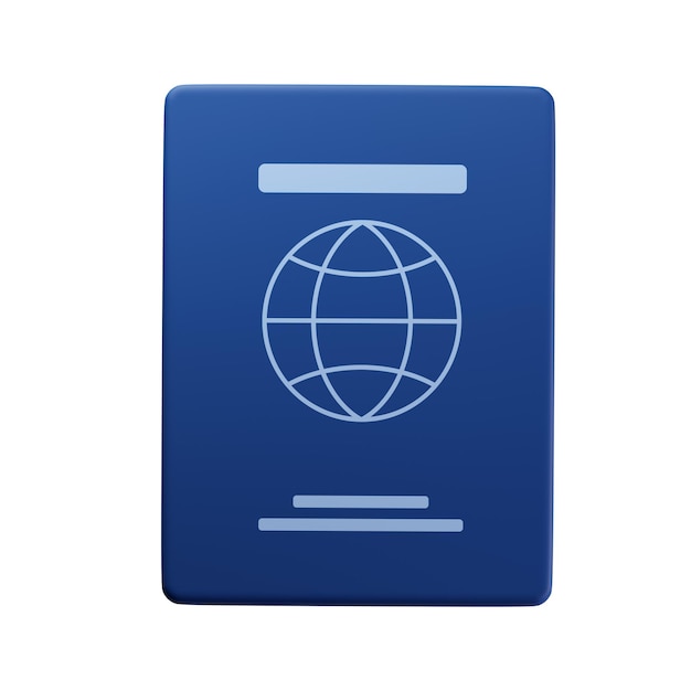 3d icona passaporto straniero con globo documento di visto arrivo cittadinanza immigrazione in viaggio 3d