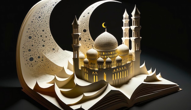 3d illudtration di un incredibile design architettonico del concetto di ramadan della moschea musulmana illustrazione di un incredibile design architettonico del concetto di ramadan della moschea musulmana Genera Ai