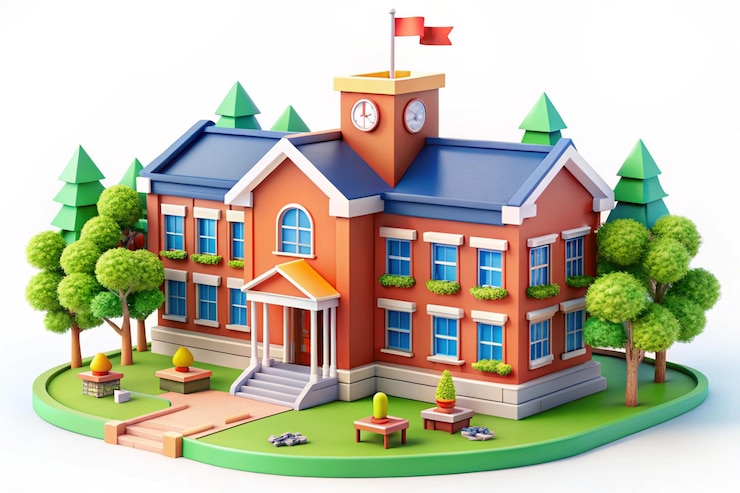 Photo 3d illustration of school college university building education knowledge and architecture concept