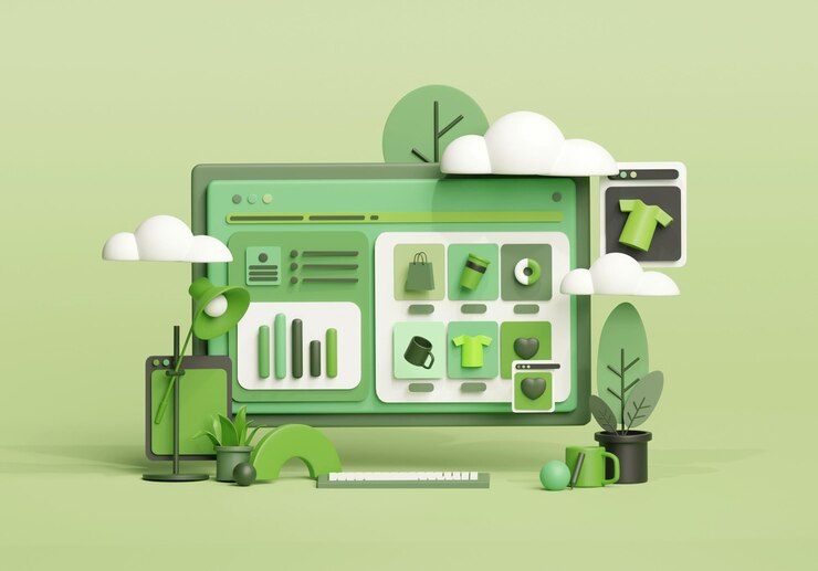 3d illustration of shopping online web store concept