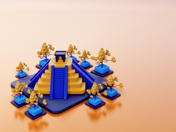 Photo 3d illustration yucatan city background with chichen itza as a landmark and green space area